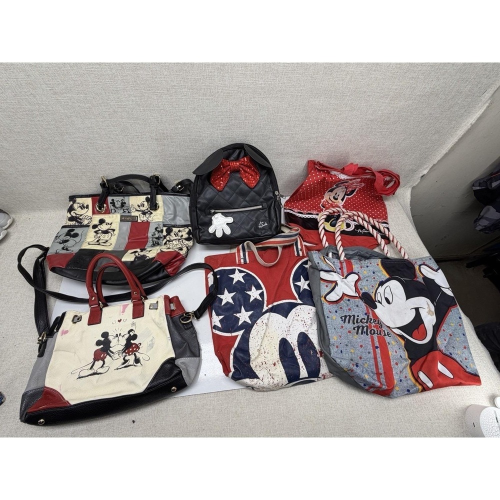 Disney Mickey Minnie Mouse‎ Bags Lot Backpack Tote Purse Handbag Vintage 6 Pc